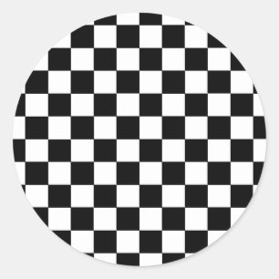 Sticker Rond Noir et blanc Checkered