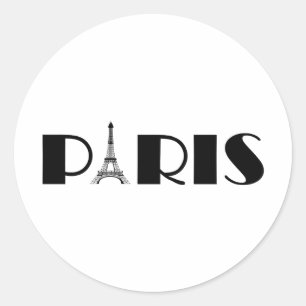 Sticker Rond Noir et blanc de Paris de Tour Eiffel