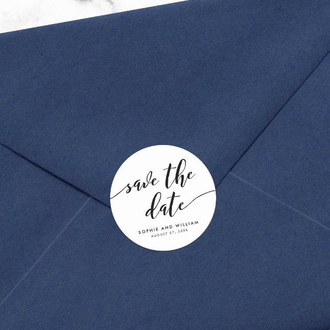 Sticker Rond Noir et Blanc Écrit Relax Jour de Mariage Enregist (Créateur téléchargé)