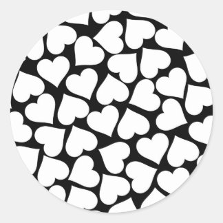 Sticker Rond Noir et blanc mignon Motif de coeur simple