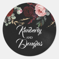 Noir et Bourgogne Rouge Mariage moderne
