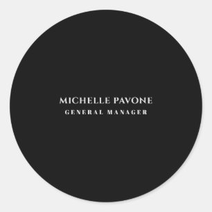 Sticker Rond Noir et gris élégant simple uni professionnel