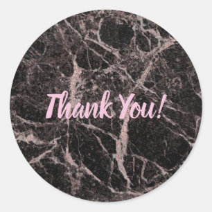 Sticker Rond Noir et or rose Paillettes Marbre Glam Tendance
