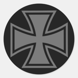 Sticker Rond Noir gris croisé de fer