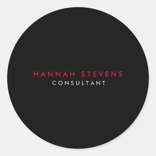 Sticker Rond Noir gris rouge professionnel moderne (Devant)