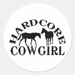 Sticker Rond Noir inconditionnel de la cow-girl A262