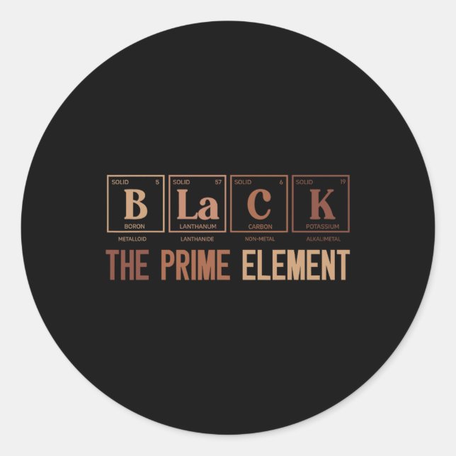 Sticker Rond Noir Le Premier Élément Noir Histoire Mois Période (Devant)