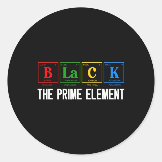 Sticker Rond Noir Le Premier Élément Noir Histoire Mois Période (Devant)