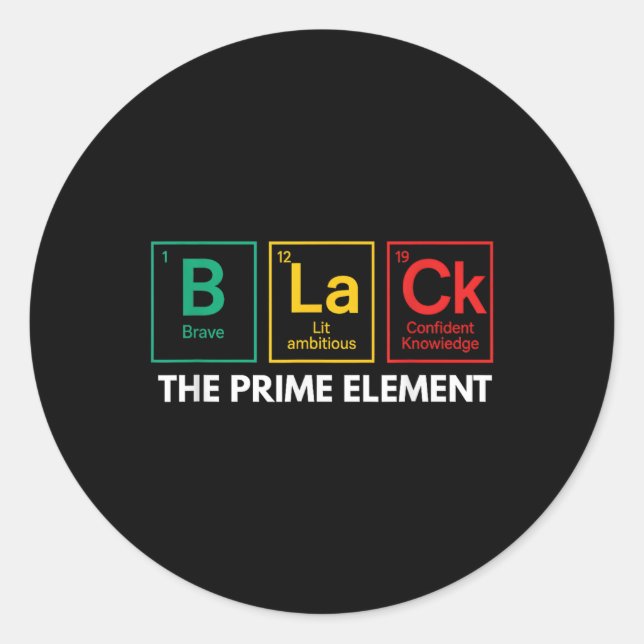Sticker Rond Noir Le Premier Élément Noir Histoire Mois Période (Devant)