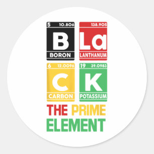 Sticker Rond Noir L'Élément Premier Tableau Périodique Noir His