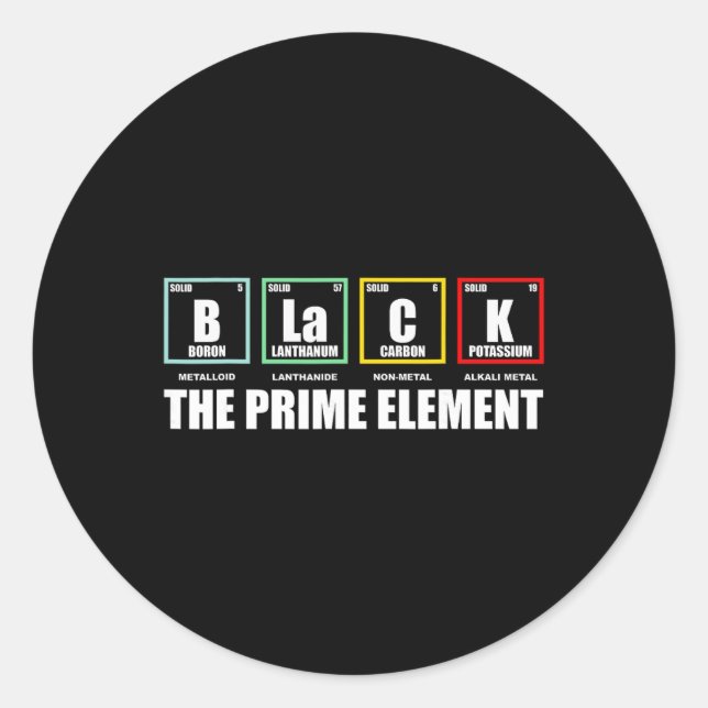 Sticker Rond Noir L'élément primordial, Mois de l'histoire des  (Devant)