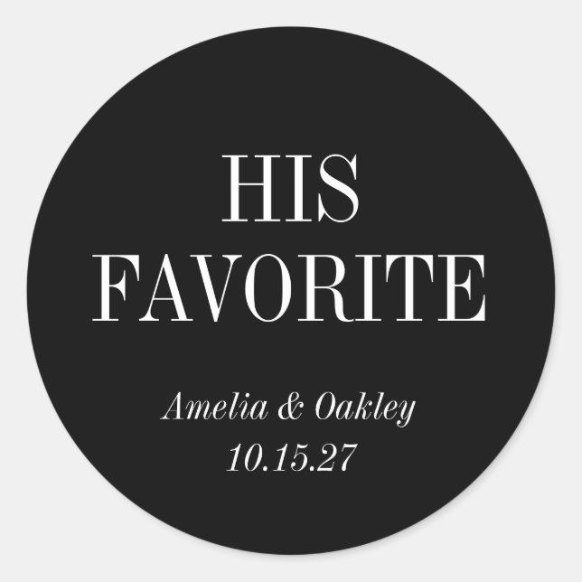 Sticker Rond Noir Mariage Élégant Favoriser Sa Personnalité Fav (Devant)
