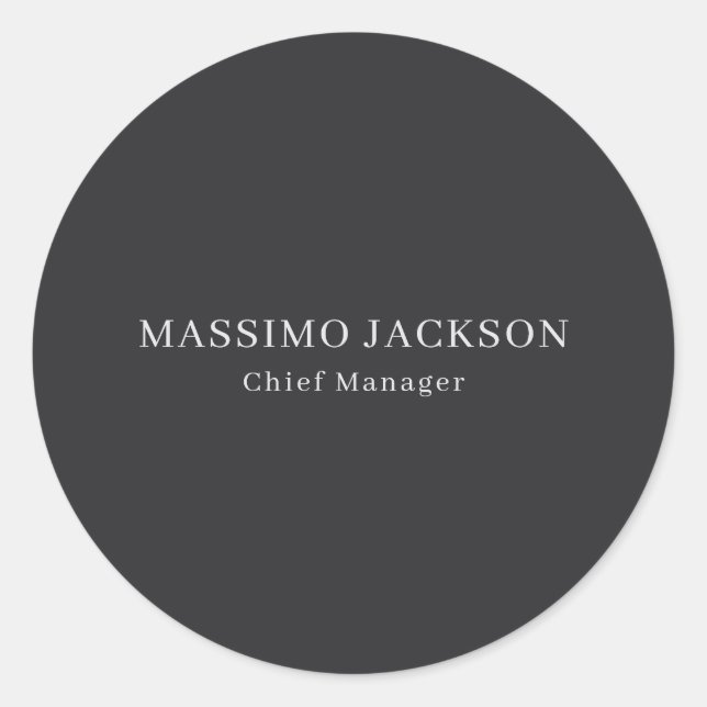 Sticker Rond Noir Mat Professionnel Moderne Élégant Simple (Devant)
