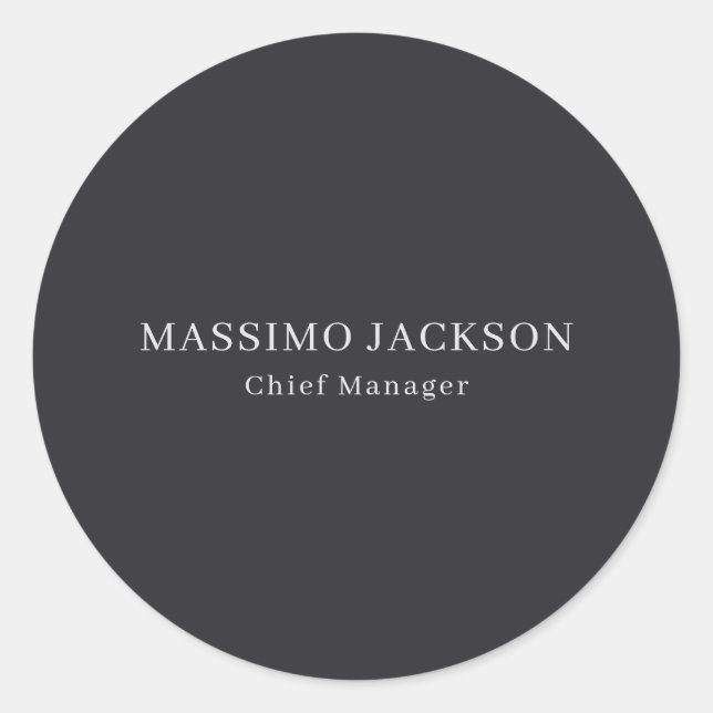 Sticker Rond Noir Mat Professionnel Moderne Élégant Simple (Devant)