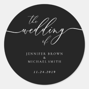 Sticker Rond Noir minimal Simple le Mariage de