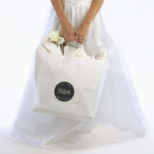 Sticker Rond Noir minimaliste Élégant Gras Initiales Mariage