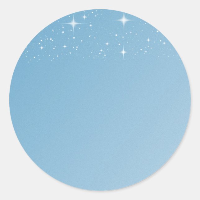 Sticker Rond Noir Modèle bleu clair étoiles design minimal (Devant)