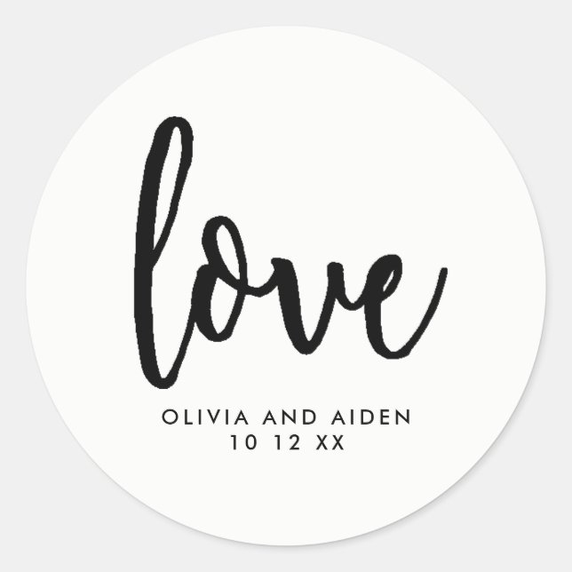 Sticker Rond Noir moderne sur Mariage blanc (Devant)
