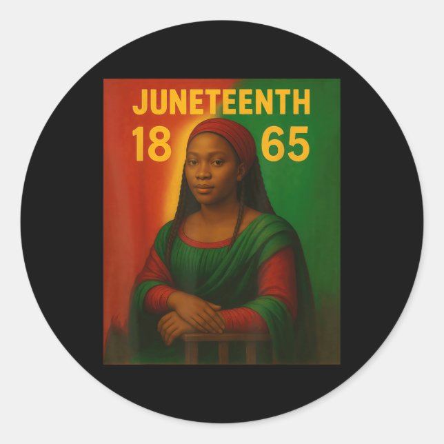 Sticker Rond Noir Mona Lisa Graphisme Afro Africain Américain J (Devant)