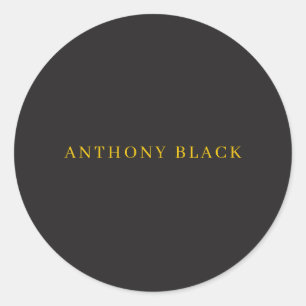 Sticker Rond Noir & Or Minimaliste Élégant Classique