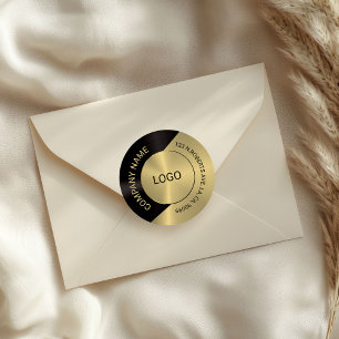 Sticker Rond Noir & Or Moderne Métallurgique Conception géométr