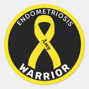 Sticker rond noir pour guerrier de l'endométriose