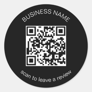 Sticker Rond Noir QR Code Business Review 5 Star Review Classi