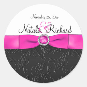 Sticker rond noir, rose chaud et blanc de 1,5 po