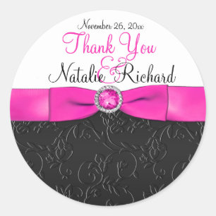 Sticker rond noir, rose chaud et blanc de 3 pouces