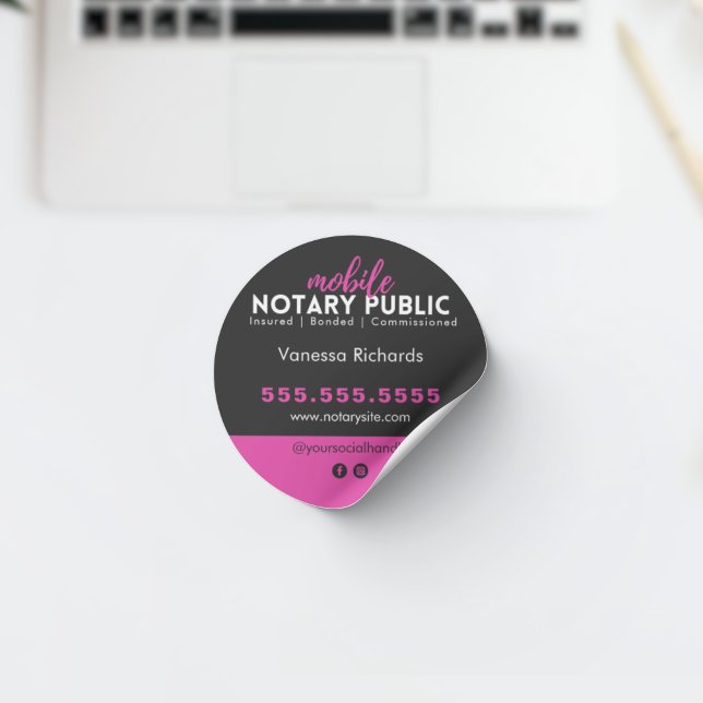 Sticker Rond Noir rose Noir moderne marketing d'entreprise publ (Créateur téléchargé)
