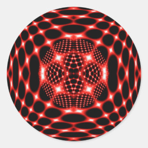 Sticker Rond Noir rouge de néon fractal