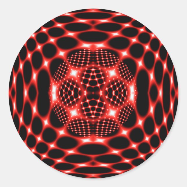 Sticker Rond Noir rouge de néon fractal (Devant)