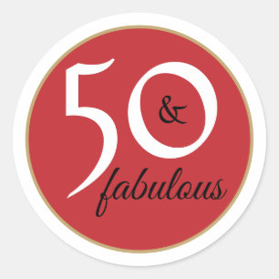 Sticker Rond Noir rouge et blanc 50 et fabuleuse typographie