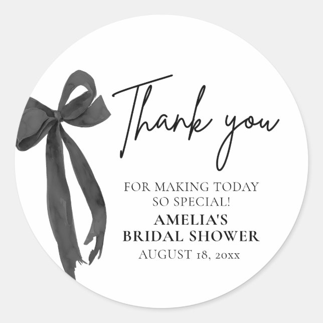 Sticker Rond Noir Ruban Elle Se Marie Shower Nuptial (Devant)