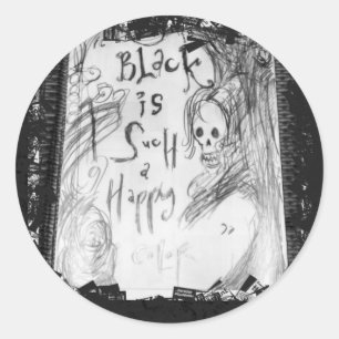 Sticker Rond noir si joyeux