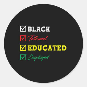 Sticker Rond Noir Tatoué Employé Afro Noir Histor
