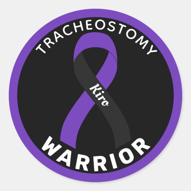 Sticker rond noir Tracheostomy Warribbon (Devant)
