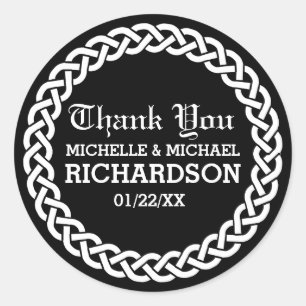 Sticker Rond Noir tressé Céltic Wreath Wedding Favor