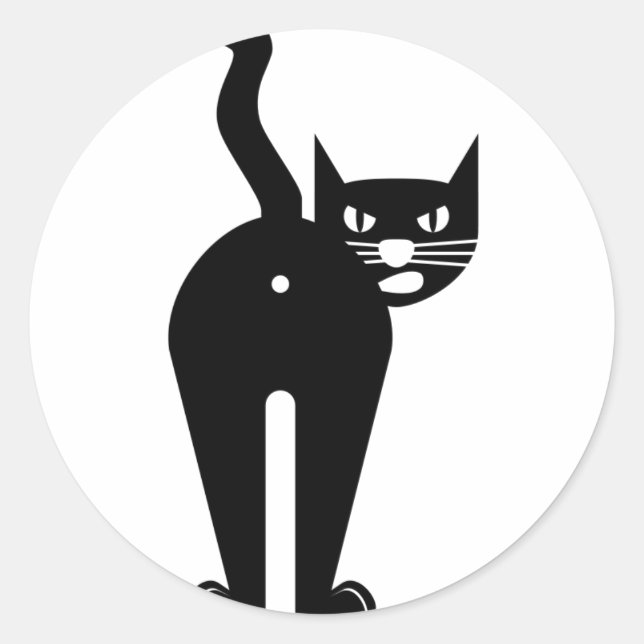 Sticker Rond Noir trou de cul de chat (Devant)