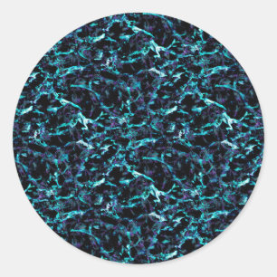 Sticker Rond Noir Violet & Bleu Aqua Électrique Choquant