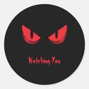 Sticker Rond Noir Vous Regardant Scandaleux Oeil Rouge
