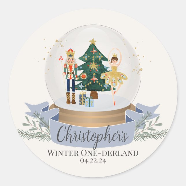 Sticker Rond noisette hiver onderland fête d'anniversaire (Devant)