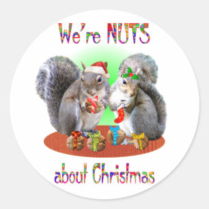 Sticker Rond Noix de Noël d'écureuil