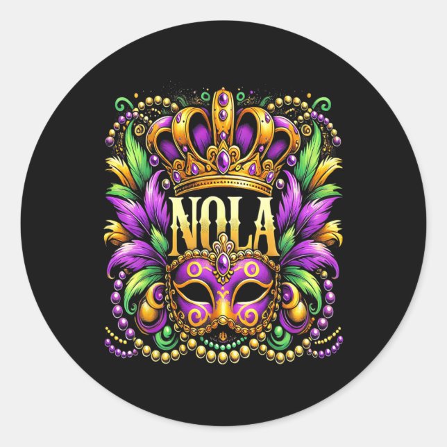 Sticker Rond Nola New Orleans Mardi Gras 2025 (Devant)
