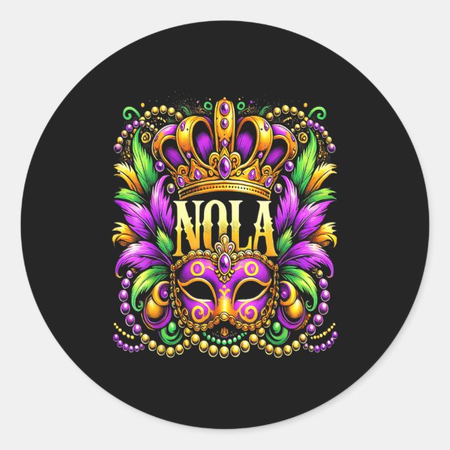 Sticker Rond Nola New Orleans Mardi Gras 2025  (Devant)