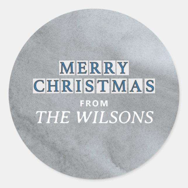 STICKER ROND NOLA STREET TILES MERRY CHRISTMAS (Devant)