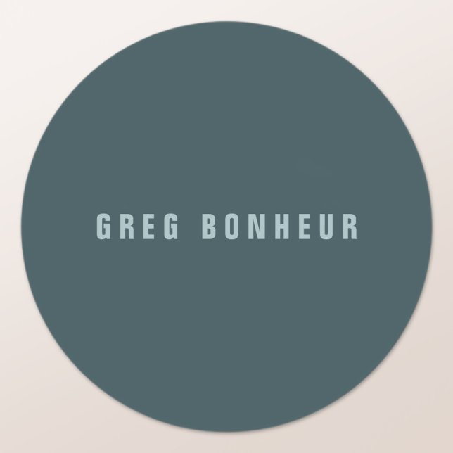 Sticker Rond Nom au look moderne et élégant | Bleu gris (Créateur téléchargé)