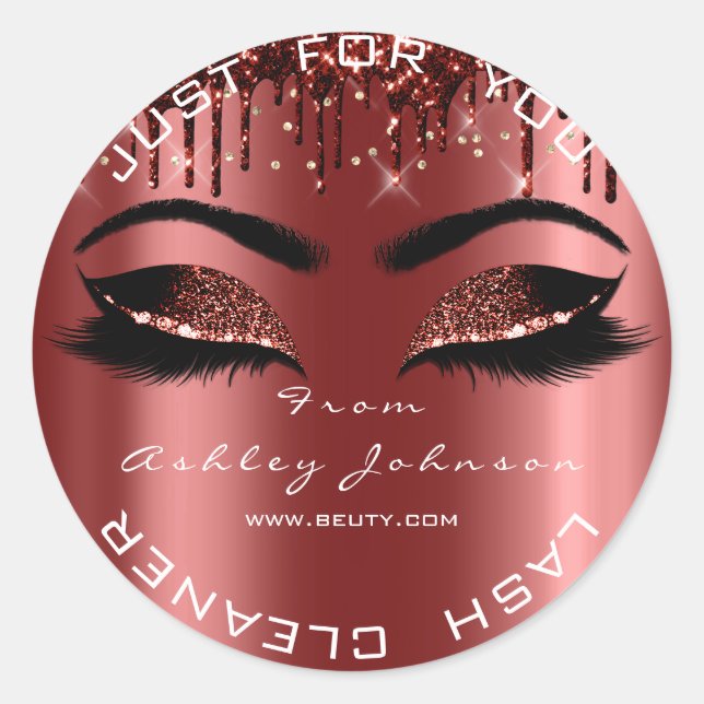 Sticker Rond Nom Beauté Lashes Bourgogne Gold Lashes Yeux (Devant)