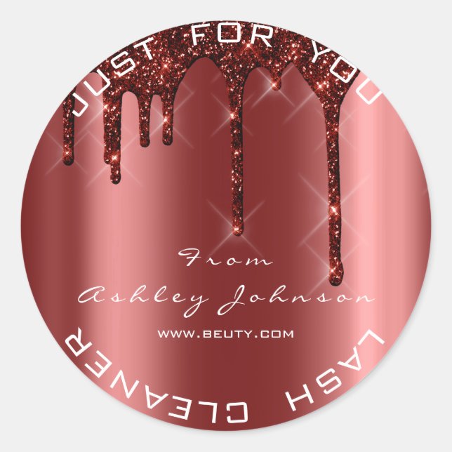 Sticker Rond Nom Beauté Lashes Burgundy Lashes Nettoyant Lashes (Devant)