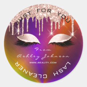 Sticker Rond Nom Beauté Lashes Drips Maquillage Holographe Nett